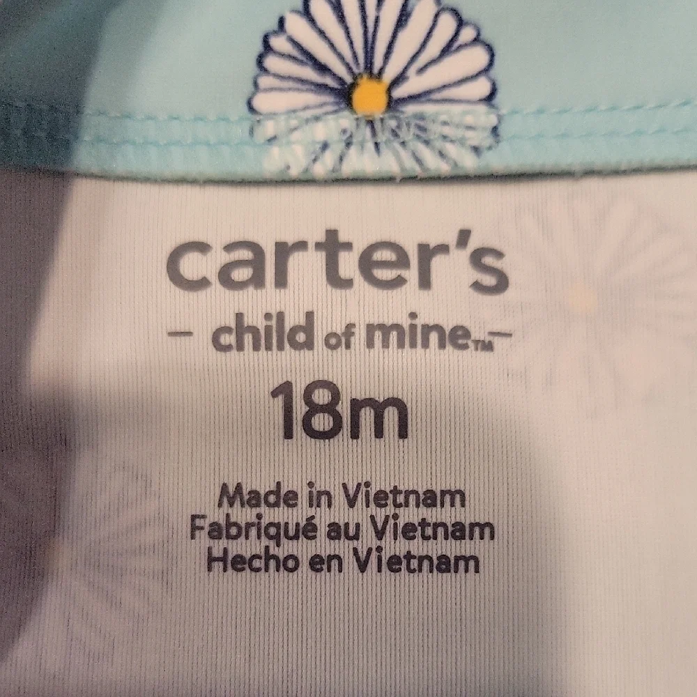 Carter's Light Blue Floral Kids Rashguard Size 18 Months